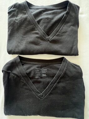 Lot 2 Fresh Clean Tees Shirt Large TALL Men's Black V Neck Short Sleeve Casual